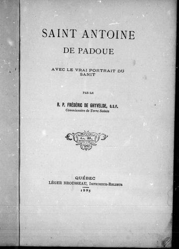 Cover for Saint Antoine de Padoue