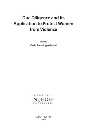 Cover for Due diligence and its application to protect women from violence