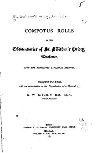 Cover for Compotus rolls of the obedientiaries of St. Swithun's priory, Winchester