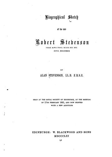 Cover for Biographical Sketch of the Late Robert Stevenson