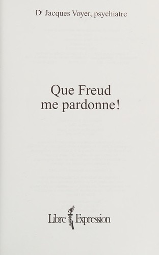 Cover for Que Freud me pardonne!