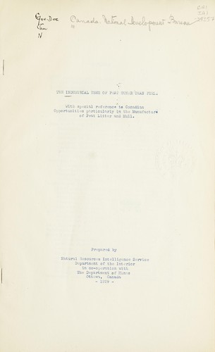 Cover for PEAT AND ITS INDUSTRIAL APPLICATIONS WITH SPECIAL REFERENCE TO CANADA