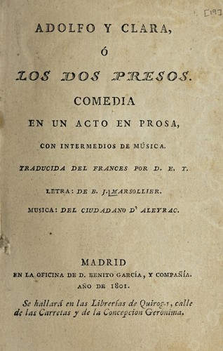 Cover for Adolfo y Clara ó los dos presos