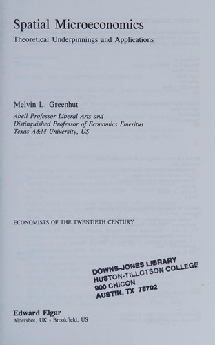 Cover for Spatial microeconomics