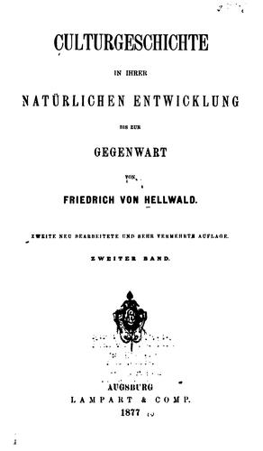 Cover for Culturgeschichte in ihrer natürlichen Entwicklung bis zur Gegenwart