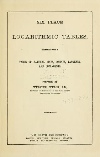 Cover for Six place logarithmic tables