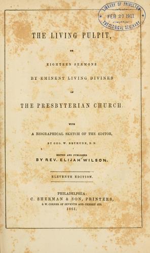 Cover for living pulpit, or, Eighteen sermons by eminent living divines of the Presbyterian Church