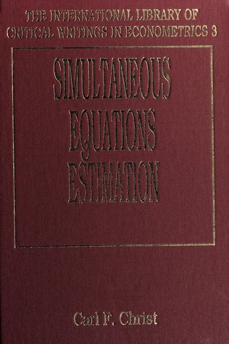 Cover for Simultaneous equations estimation