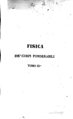 Cover for Fisica de' corpi ponderabili