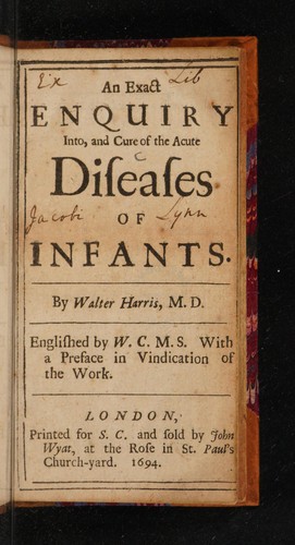 Cover for An exact enquiry into, and cure of the acute diseases of infants