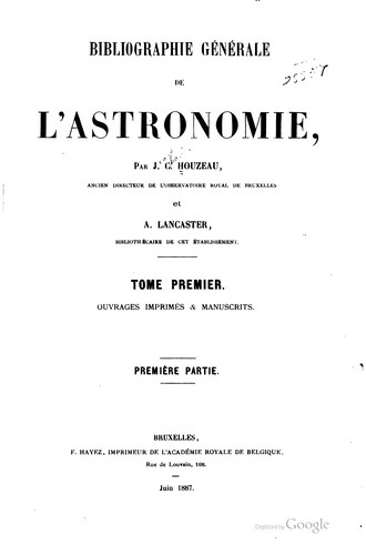 Cover for Bibliographie générale de l'astronomie.