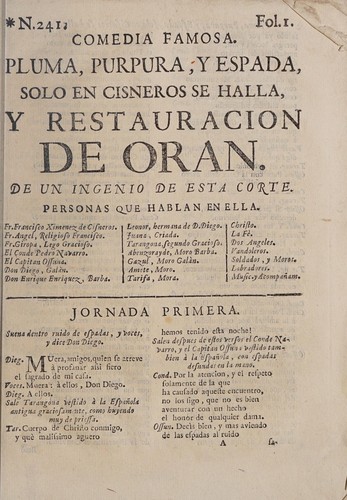 Cover for Pluma, púrpura, y espada sólo en Cisneros se halla, y restauración de Orán