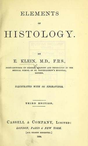 Cover for Elements of histology