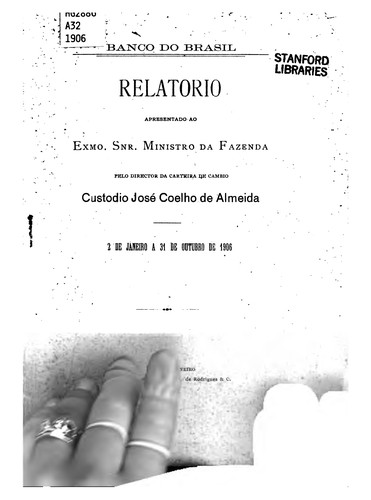 Cover for Relatorio apresentado ao Exmo. Snr. Ministro da Fazenda pelo Director da Carteira de Cambio ...