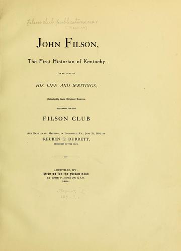 Cover for John Filson