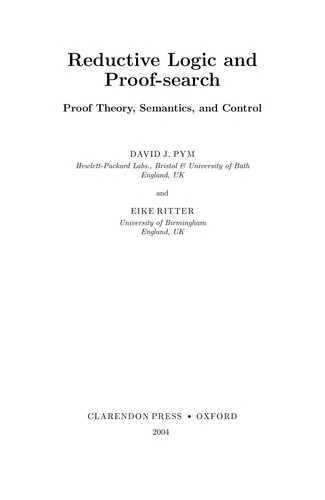 Cover for Reductive logic and proof-search