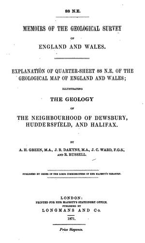 Cover for Explanation of quarter-sheet 88 N. E. of the geological map of England and Wales