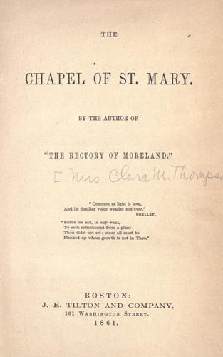 Cover for The chapel of St. Mary.