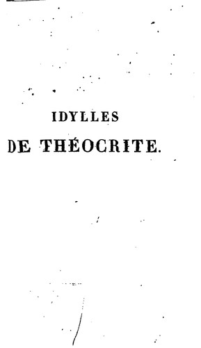 Cover for Idylles de Theocrite