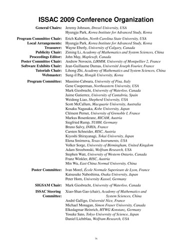 Cover for ISSAC 2009