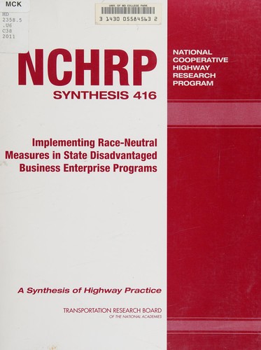 Cover for Implementing race-neutral measures in state disadvantaged business enterprise programs