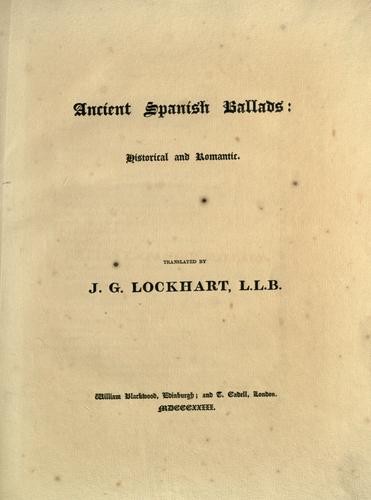 Cover for Ancient Spanish ballads