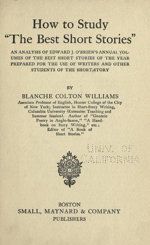 Cover for How to study "The Best short stories"