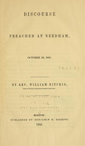 Cover for Discourse Preached at Needham