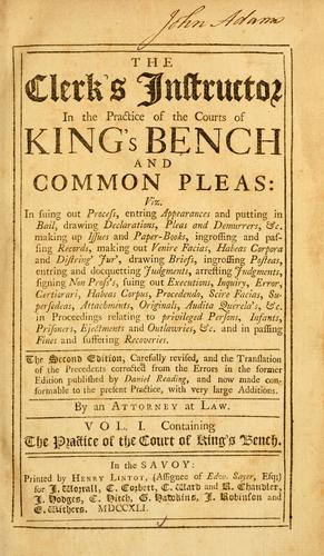 Cover for The clerk's instructor in the practice of the Courts of King's Bench and Common Pleas ...