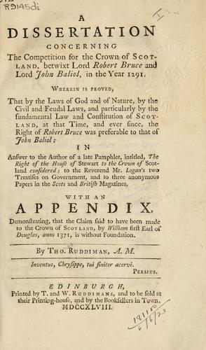 Cover for A dissertation concerning the competition for the Crown of Scotland