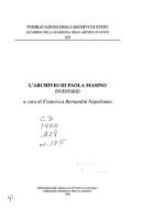 Cover for L' Archivio di Paola Masino: inventaria