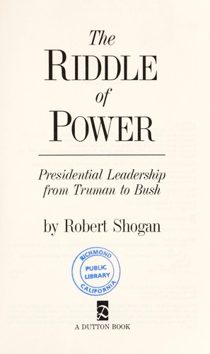Cover for The riddle of power