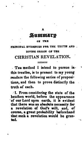 Cover for A Summary of the Principal Evidences for the Truth and Divine Origin of the ...