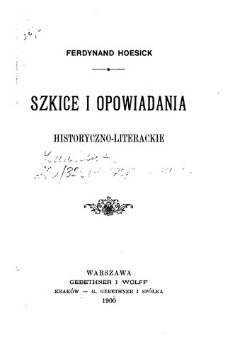 Cover for Szkice i opowiadania historyczno-literackie