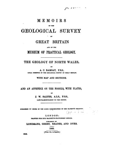 Cover for Memoirs of the Geological Survey of England and Wales. ...