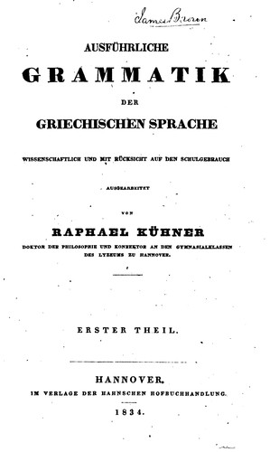 Cover for Ausführliche Grammatik der griechischen Sprache