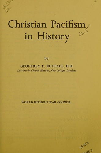 Cover for Christian pacifism in history.