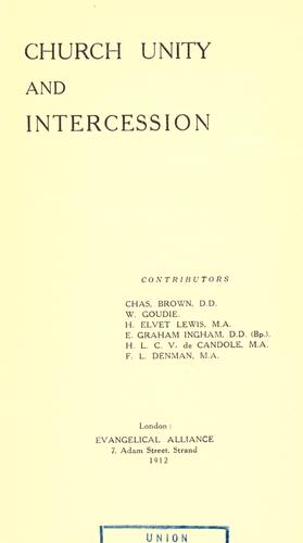 Cover for Church unity and intercession
