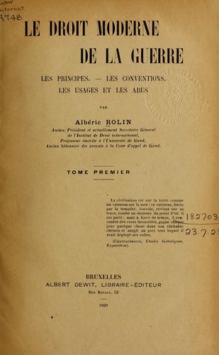 Cover for Le droit moderne de la guerre -