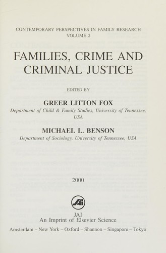 Cover for Families, crime and criminal justice