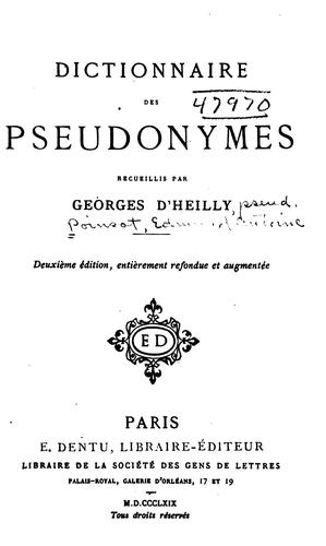 Cover for Dictionnaire des pseudonymes ...