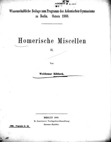 Cover for Homerische Miscellen II