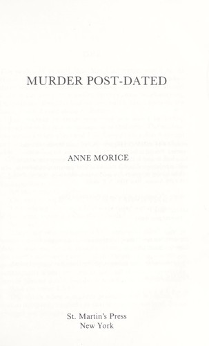 Cover for Murder post-dated