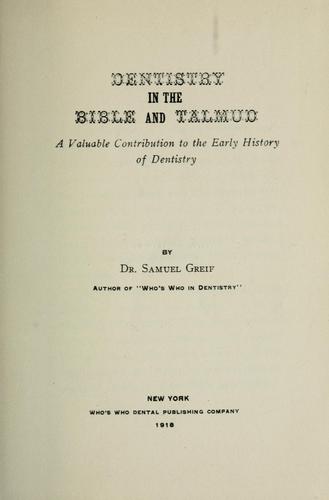 Cover for Dentistry in the Bible and Talmud