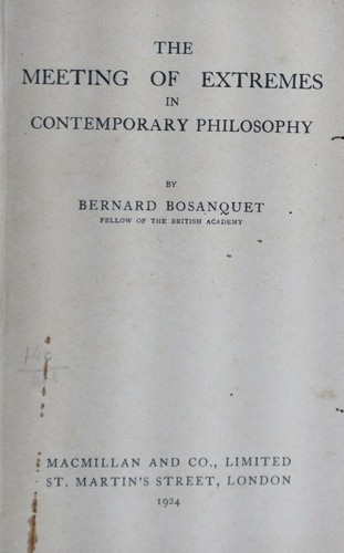 Cover for The meeting of extremes in contemporary philosophy.