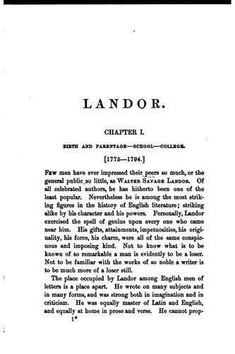 Cover for Landor