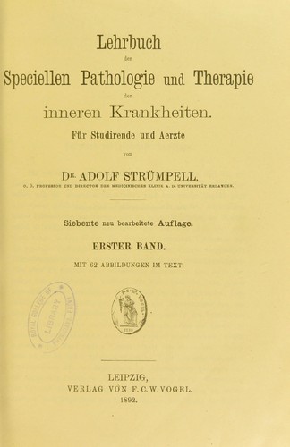 Cover for Lehrbuch der speciellen Pathologie und Therapie der inneren Krankheiten : f©ơr Studirende und Aerzte