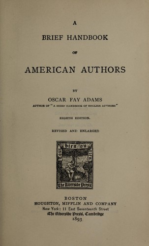 Cover for A brief handbook of American authors