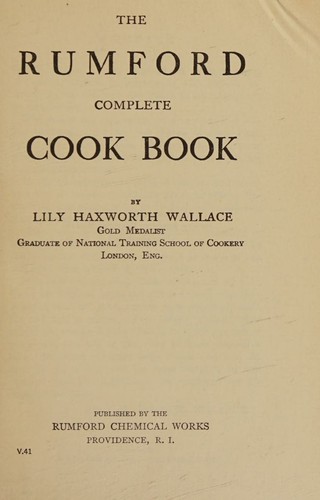 Cover for The Rumford complete cook book