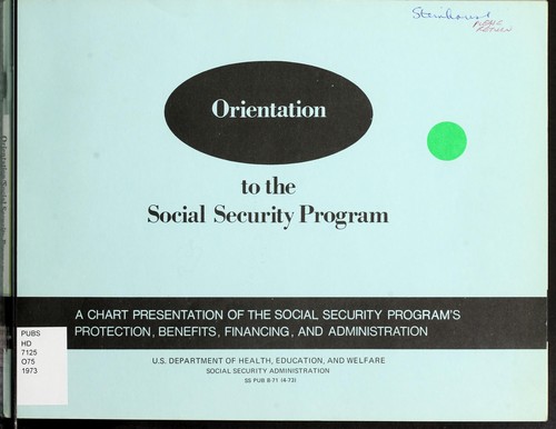 Cover for Orientation to the social security program